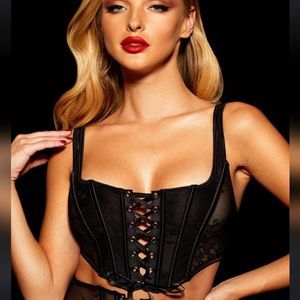 Honey Birdette Black Lace-Up Shapewear